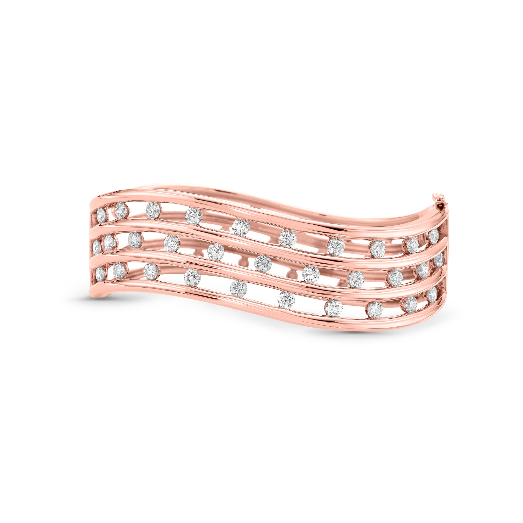 Triple Row Curved Floating Diaomond Bangle