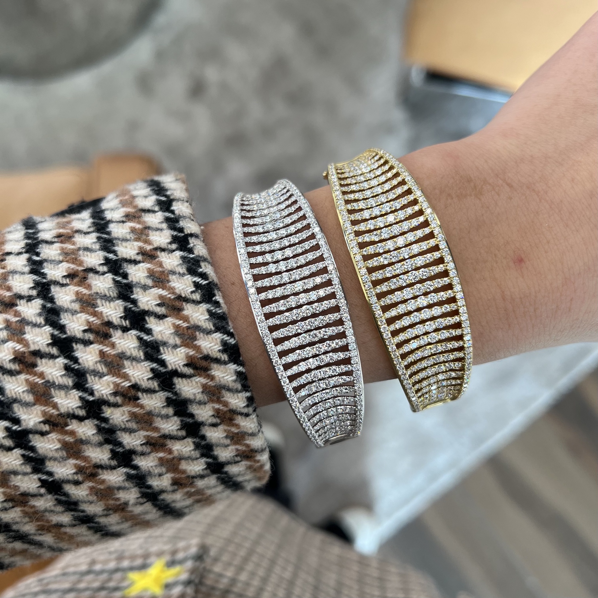 Diamond Birdcage Saddle Bangle