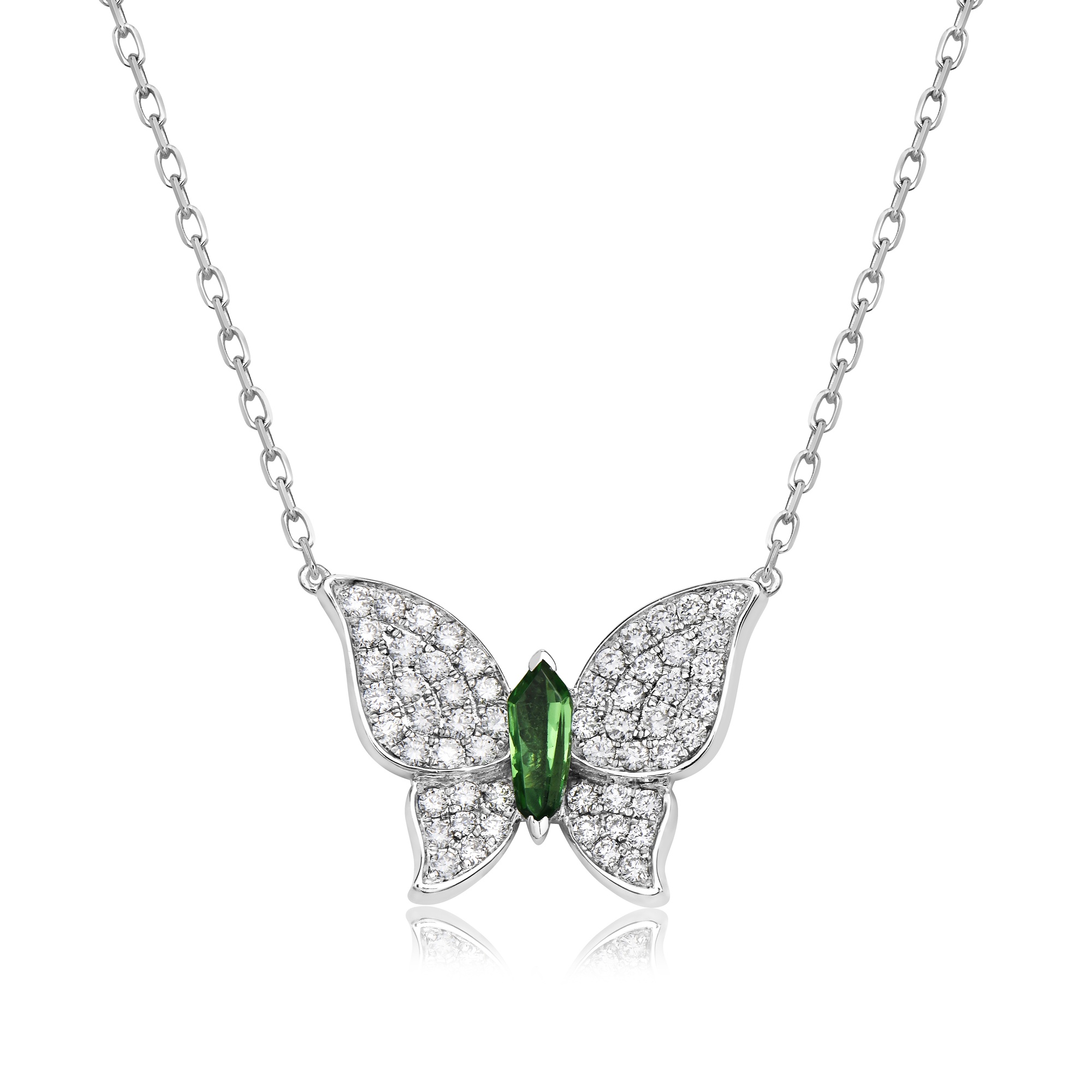 Pavé Butterfly Diamond Petite Necklace - White Gold - One Size - Foto 7
