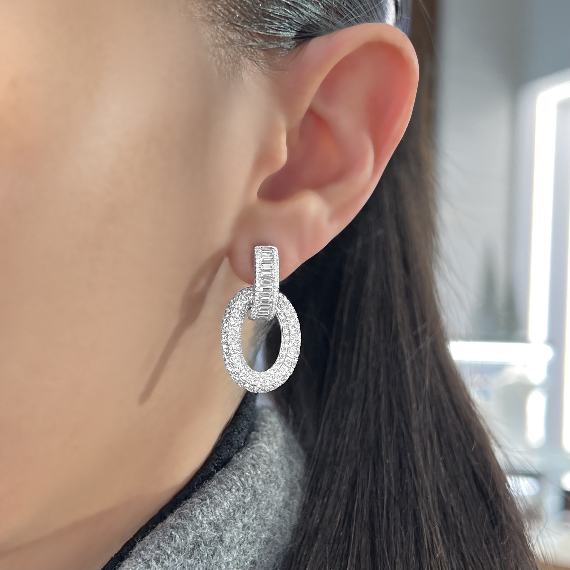 Diamond Bridge Door Knocker Earrings