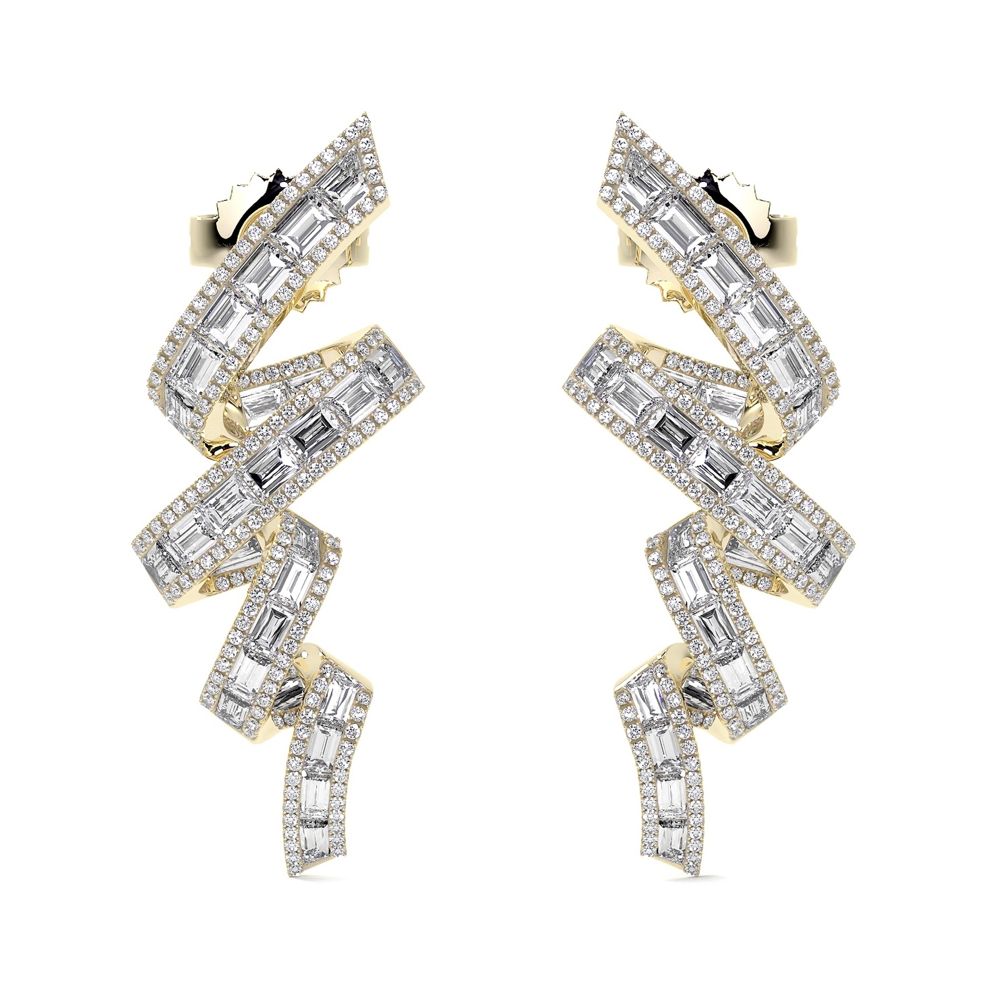Channel Set Baguette Vortex Earrings