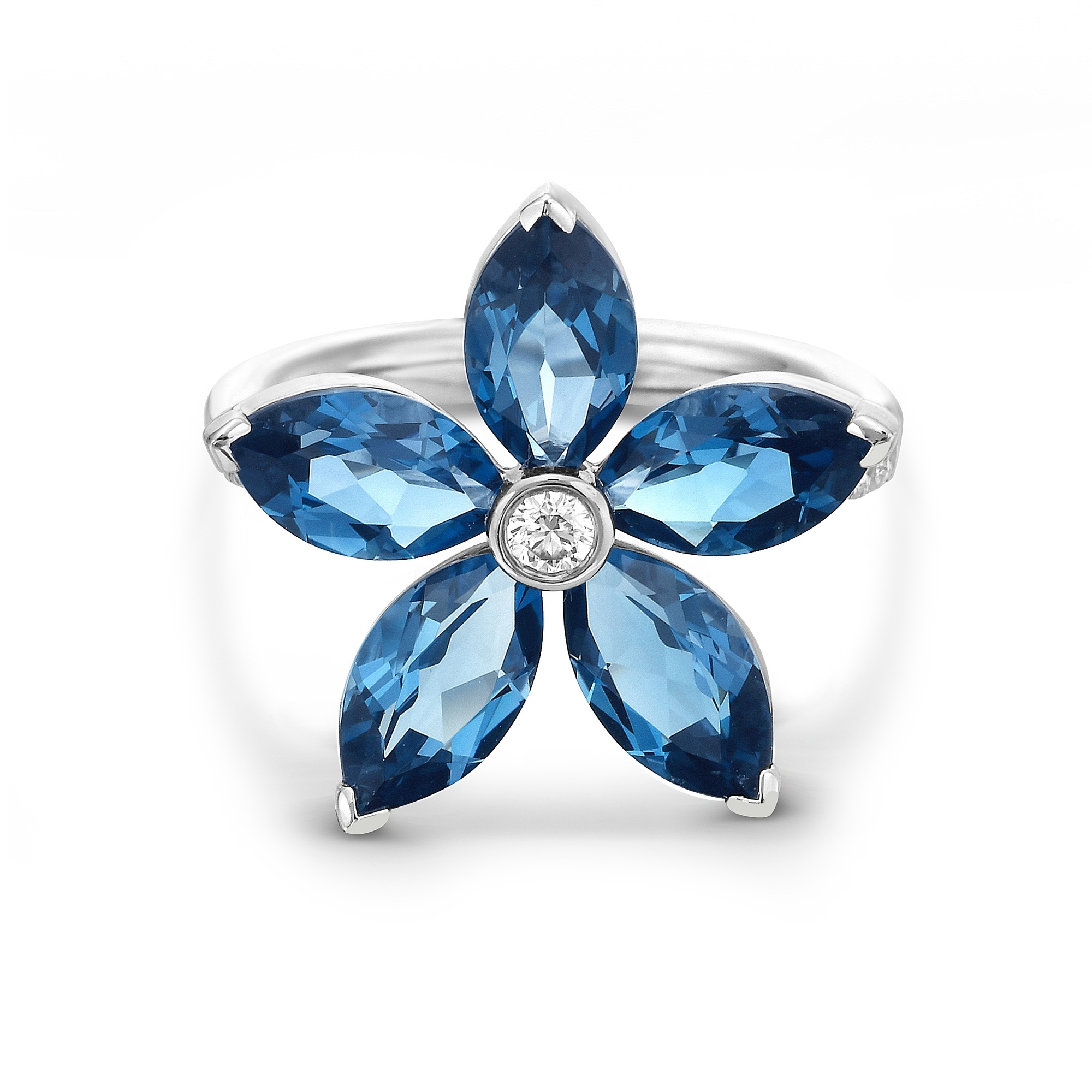 Marquis Shape Blue Topaz Ring