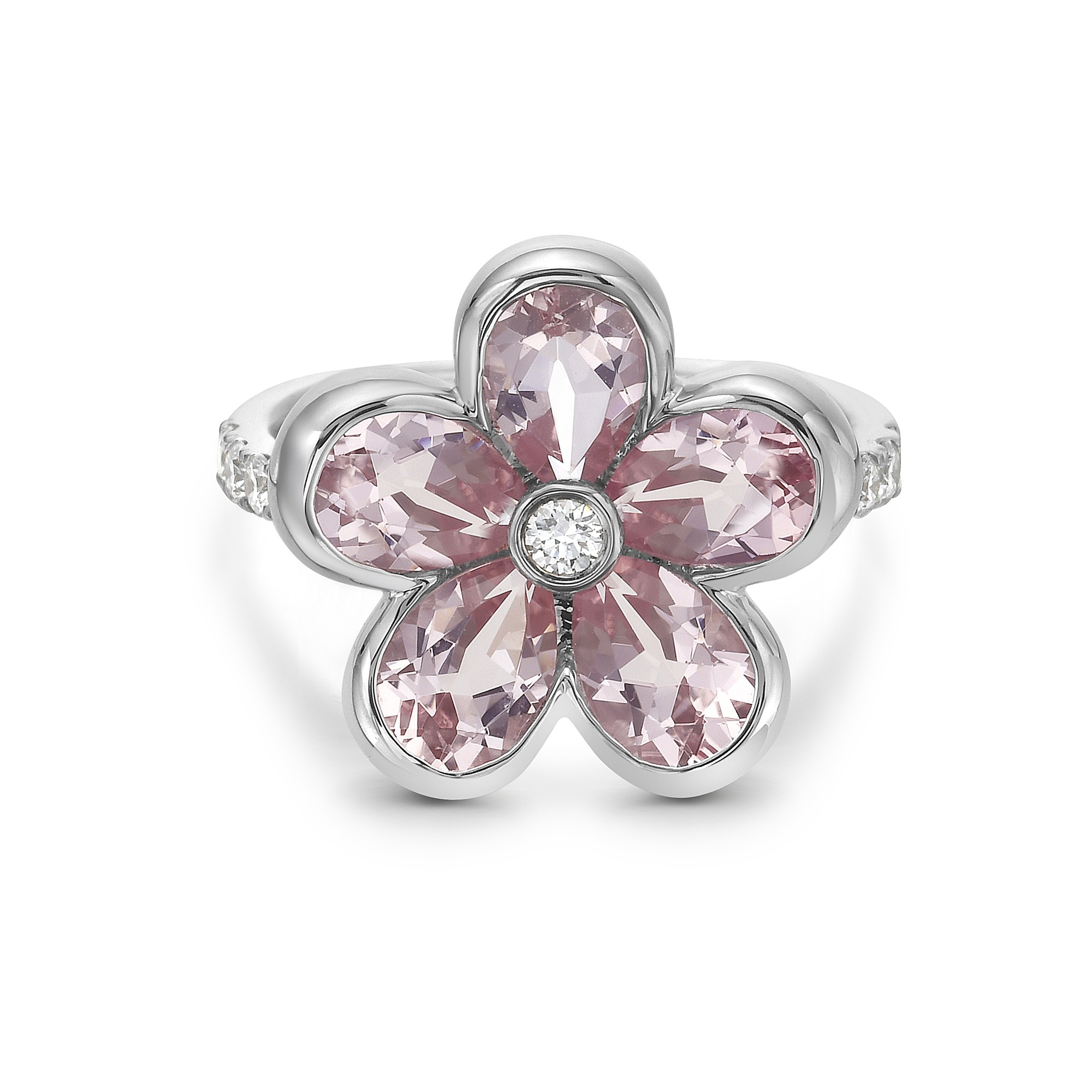 Semi Bezel Morganite Flower Ring