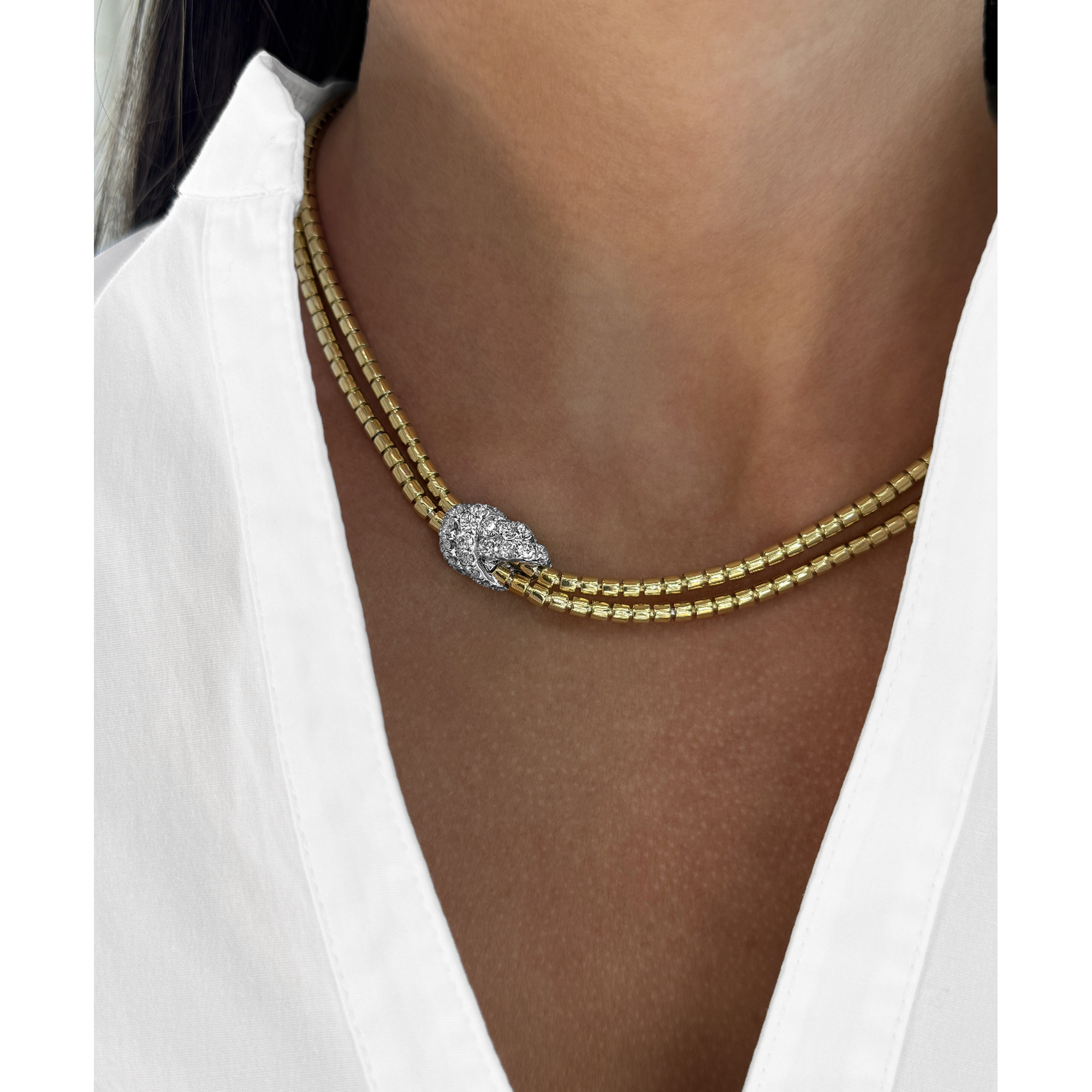 Gold and Diamond Knot Necklace