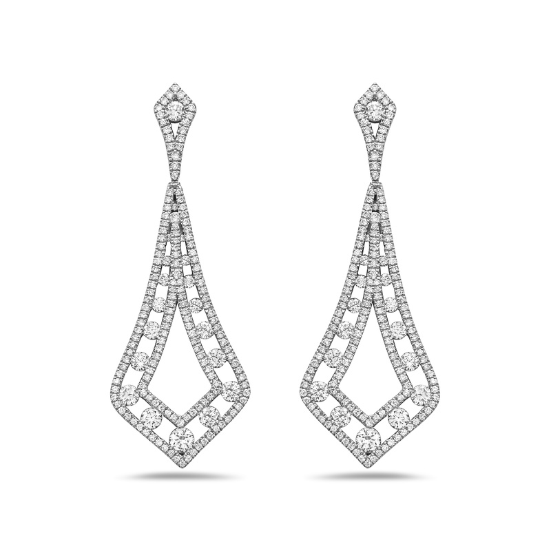 Kite Shape Floating Diamond Drop Earrings