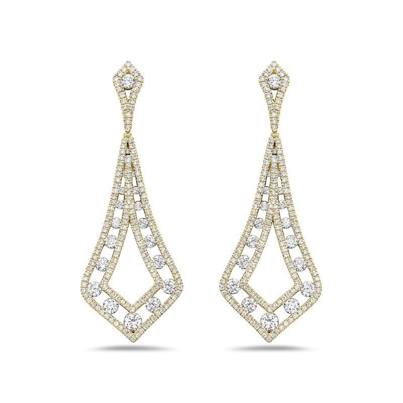 Kite Shape Floating Diamond Drop Earrings