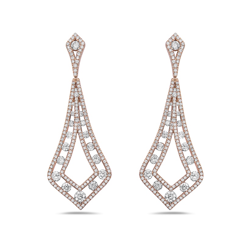 Kite Shape Floating Diamond Drop Earrings