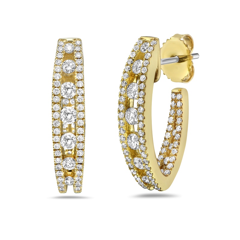 Floating Diamond In and Out Hoop