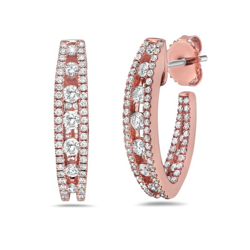 Floating Diamond In and Out Hoop