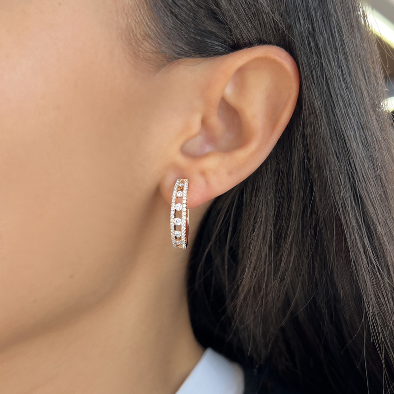 Floating Diamond In and Out Hoop