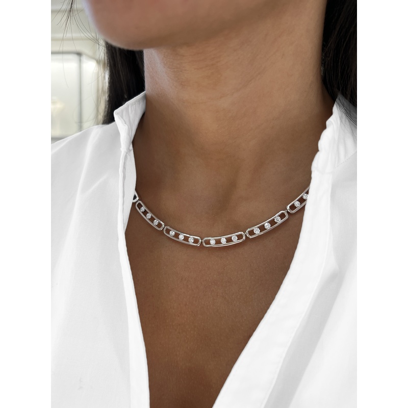 Floating Diamond Link Necklace