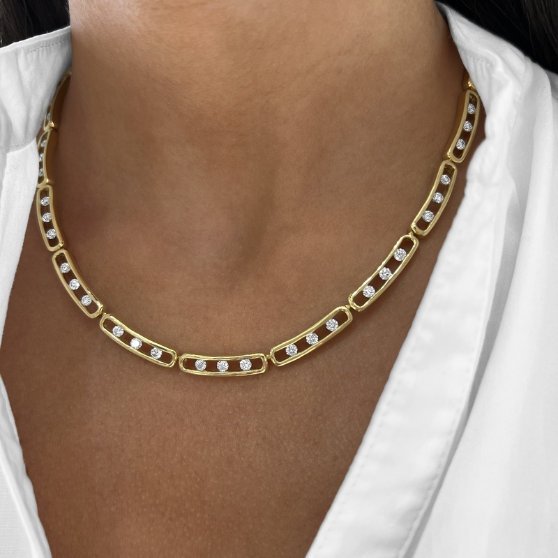 Floating Diamond Link Necklace