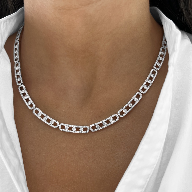 Floating Diamond Pavé Eternity Necklace