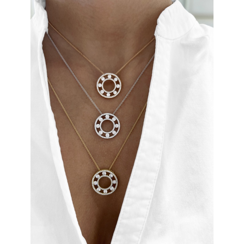 Floating Diamond Pavé Circle Pendant