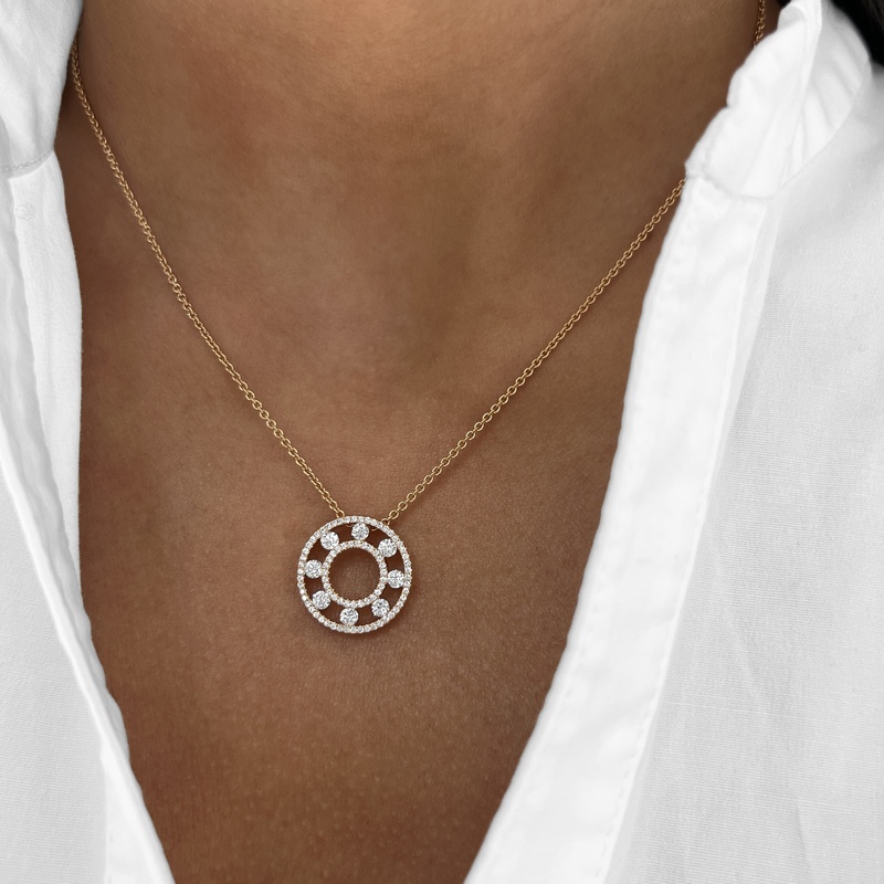 Floating Diamond Pavé Circle Pendant