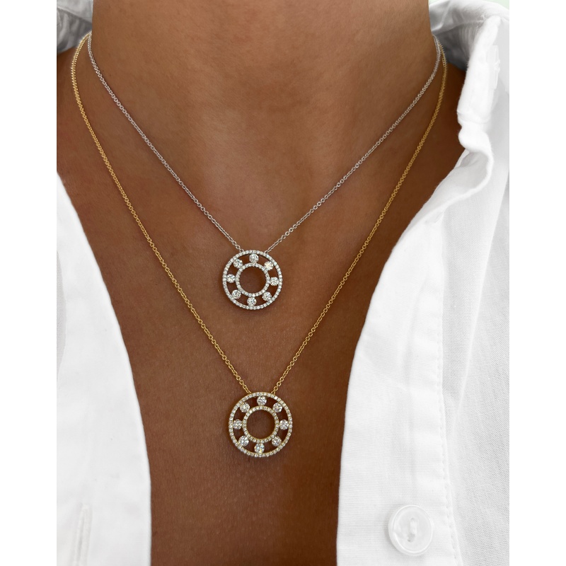 Floating Diamond Pavé Circle Pendant