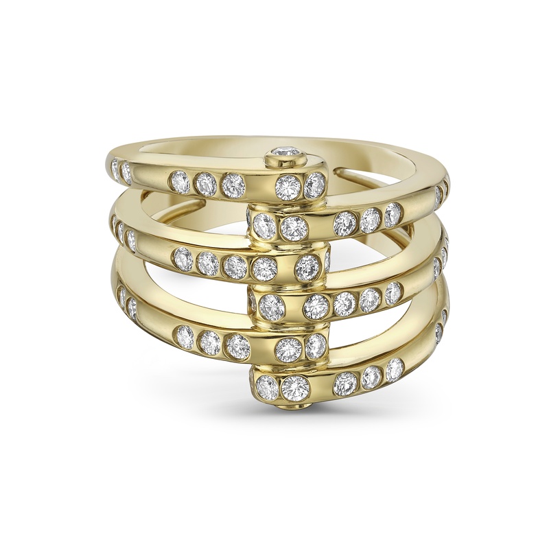 Gold Apparatus Ring with Diamond Accents