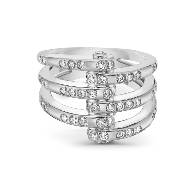 Gold Apparatus Ring with Diamond Accents