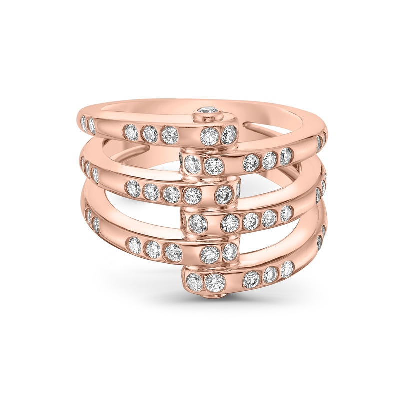 Gold Apparatus Ring with Diamond Accents