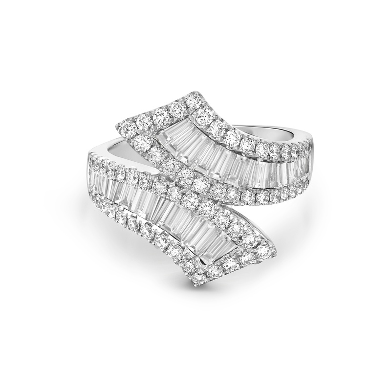 Graduated Baguette Bypass Ring