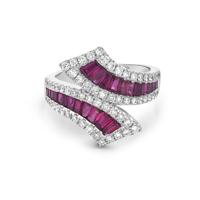 Graduated Baguette Bypass Ring