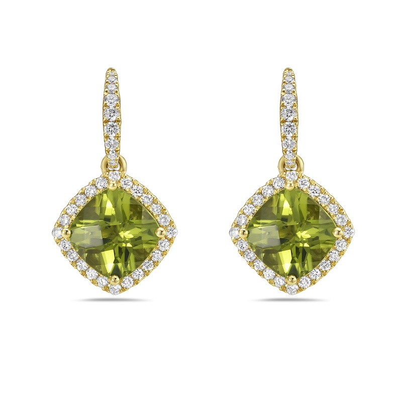 Cushion Peridot Drop Earrings