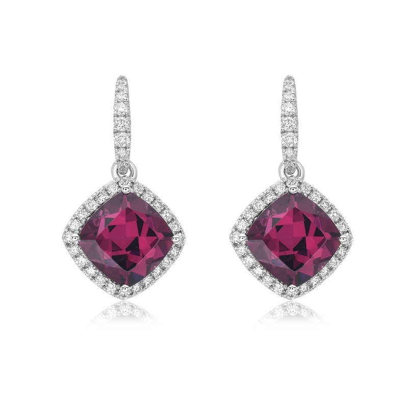 Cushion Garnet Drop earrings