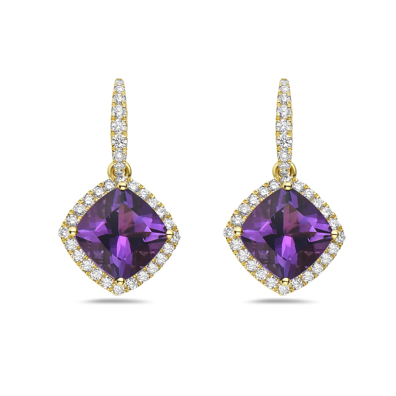 Cushion Amethyst Drop Earrings