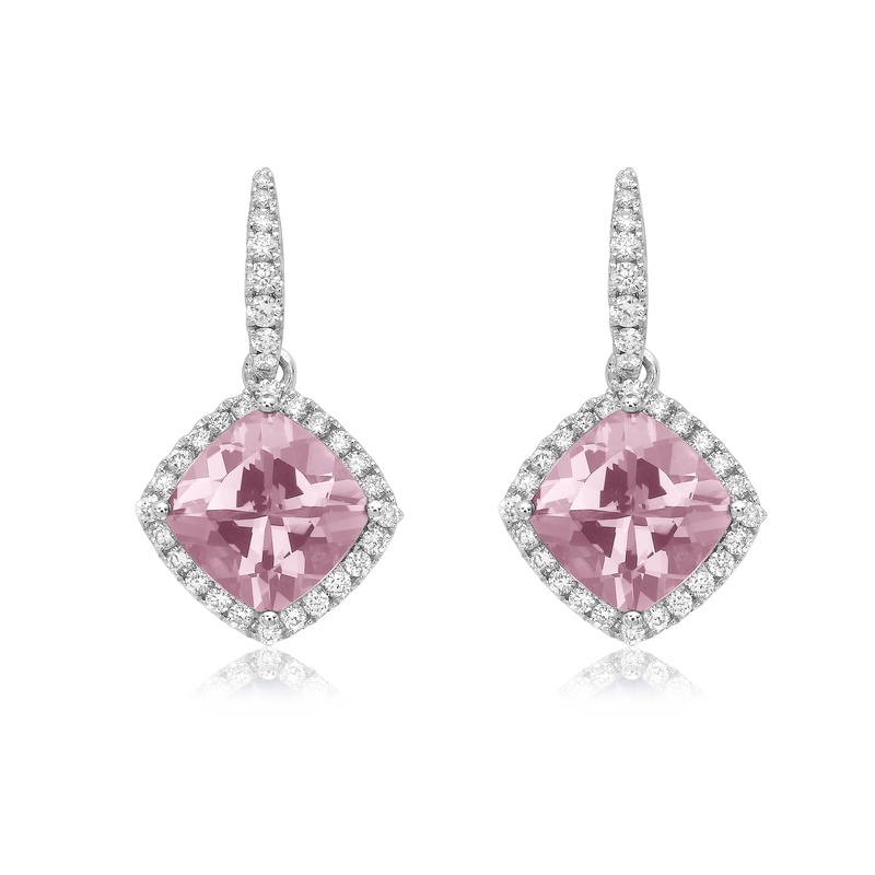 Cushion Morganite Drop Earrings