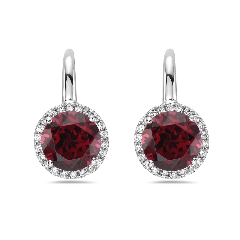 Round Garnet Drop Earrings