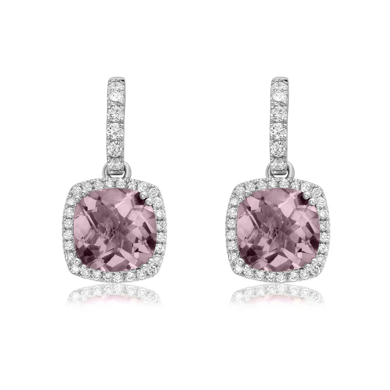Cushion Cut Morganite Drop Earrings