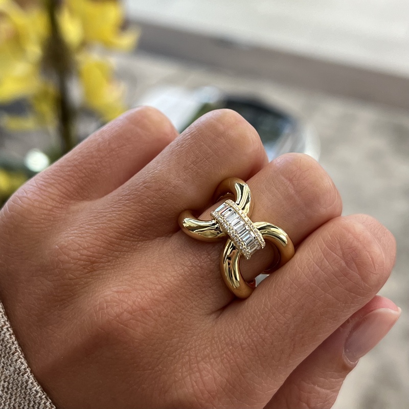 Gold Diamond Bridge Ring