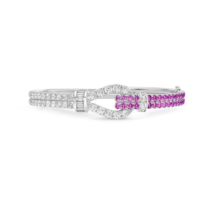 Diamond and Pink Sapphire Lasso Bangle
