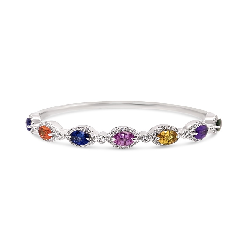 Multi Color Marquis Halo Bangle