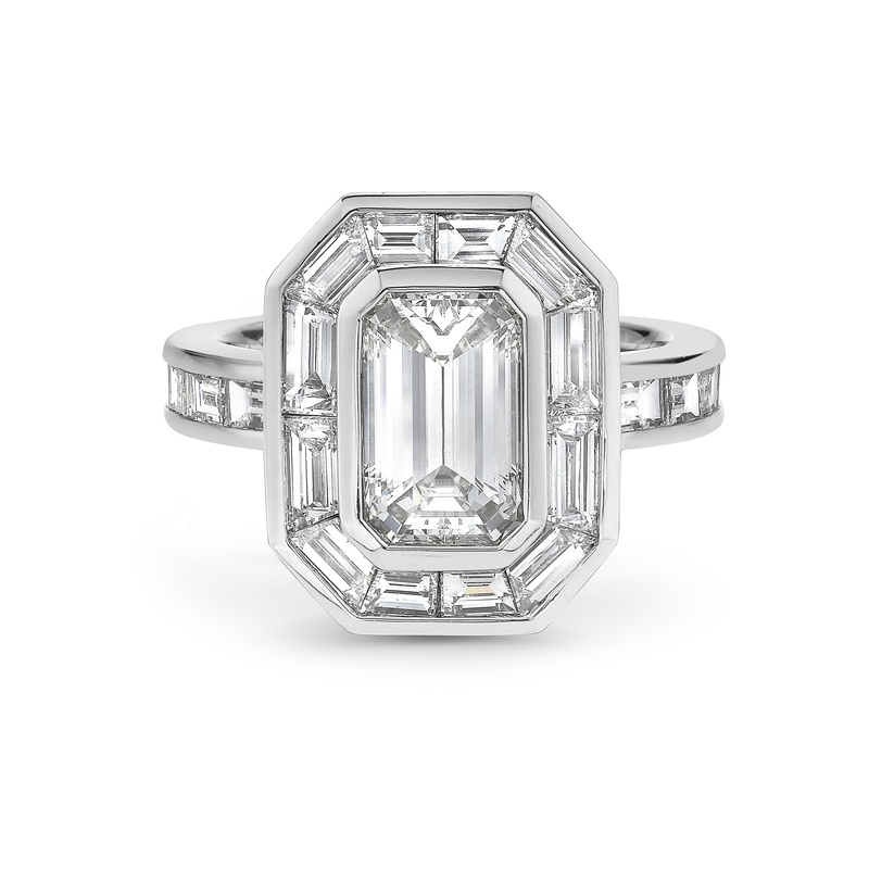 Emerald Cut Diamond Frame Ring