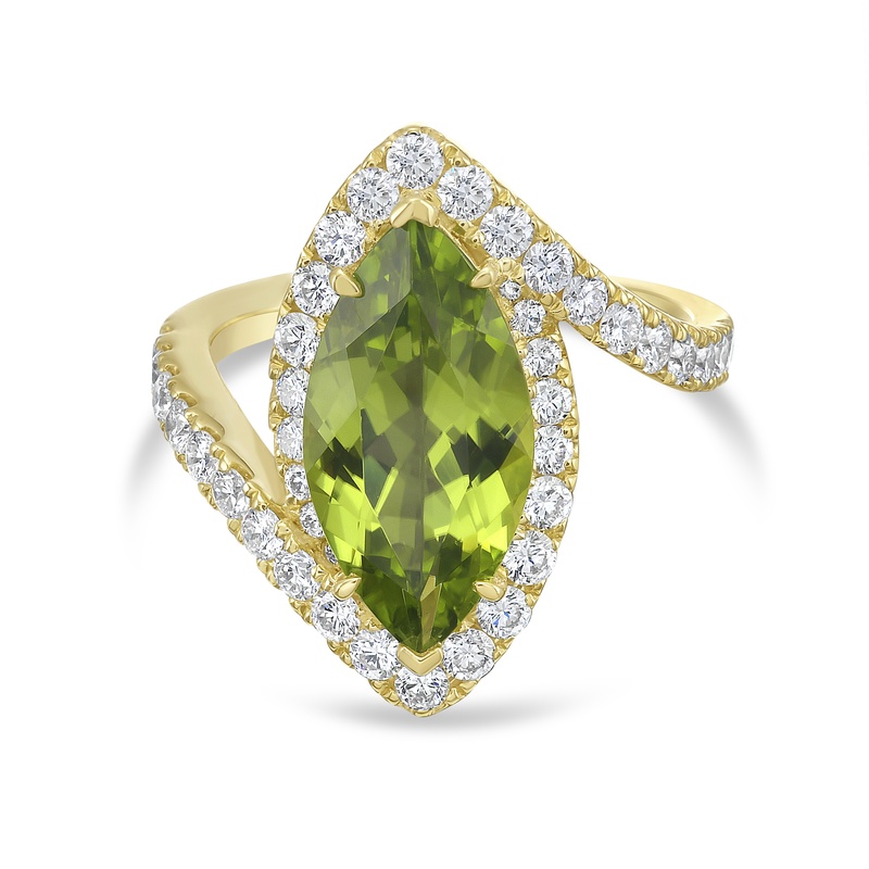 Stencil Marquise Shape Peridot Ring