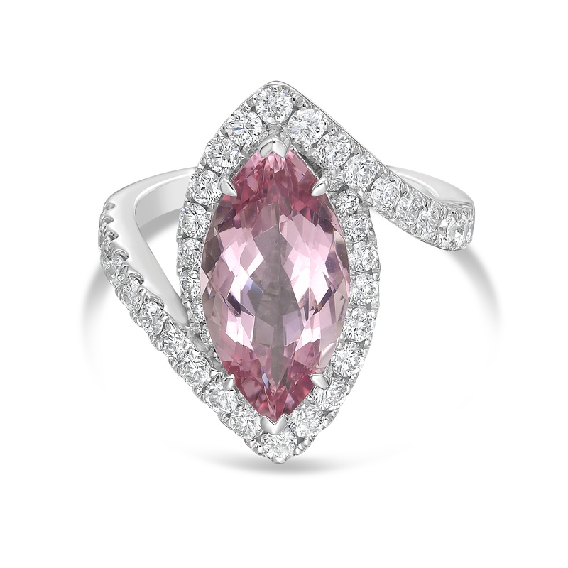 Stencil Marquise Shape Morganite Ring