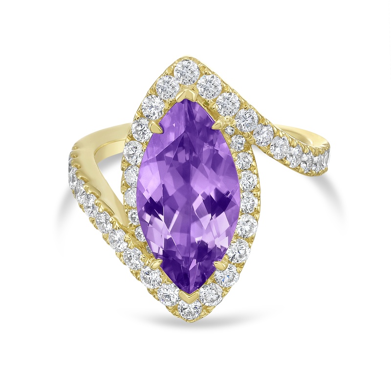 Stencil Marquise Shape Amethyst Ring