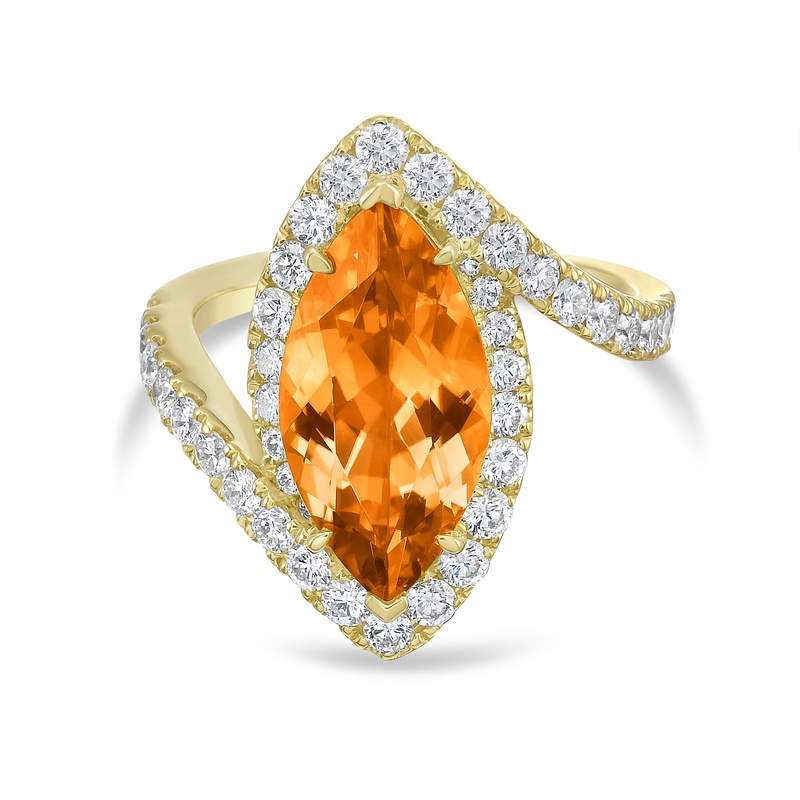 Stencil Marquise Shape Citrine Ring