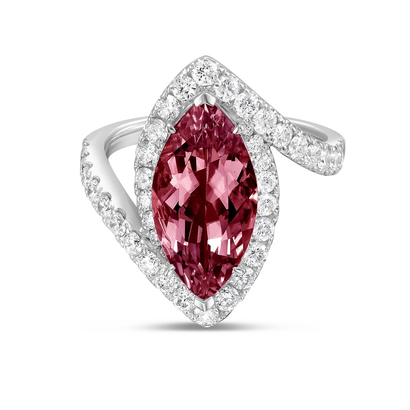 Stencil Marquise Shape Garnet Ring