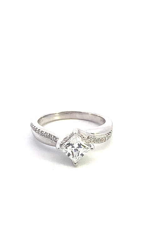 Engagement Ring – 14K White Gold Princess CZ ( and 0.21ct) 31-V304DC-WE | Smith's