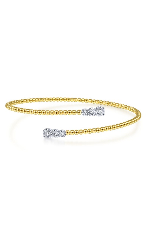 14K White-Yellow Gold Bujukan Graduating Diamond Bypass Bangle