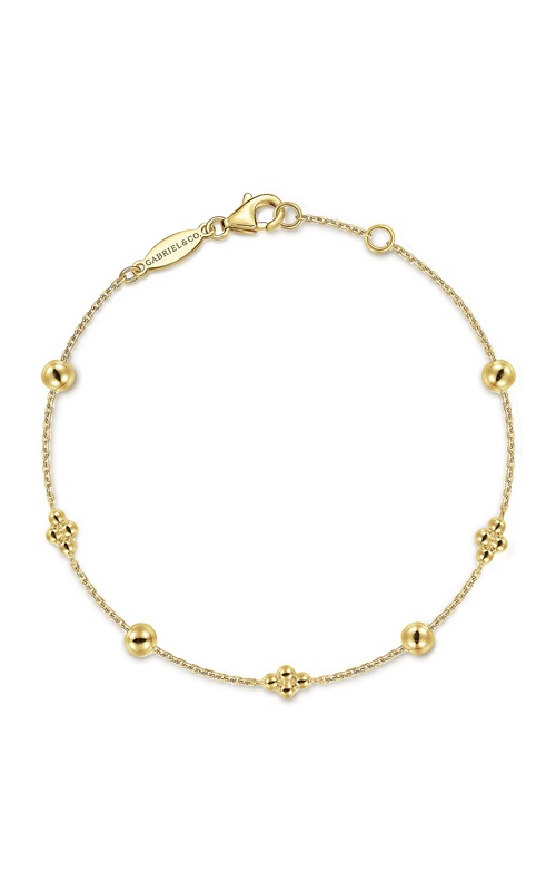 14K Yellow Gold Bujukan Beads Station Bracelet