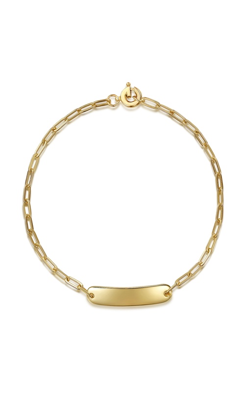 14K Yellow Plain Gold Hollow Paperclip Chain Personalized ID Bracelet