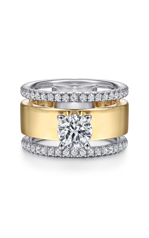 14K White-Yellow Gold Round Diamond Engagement Ring
