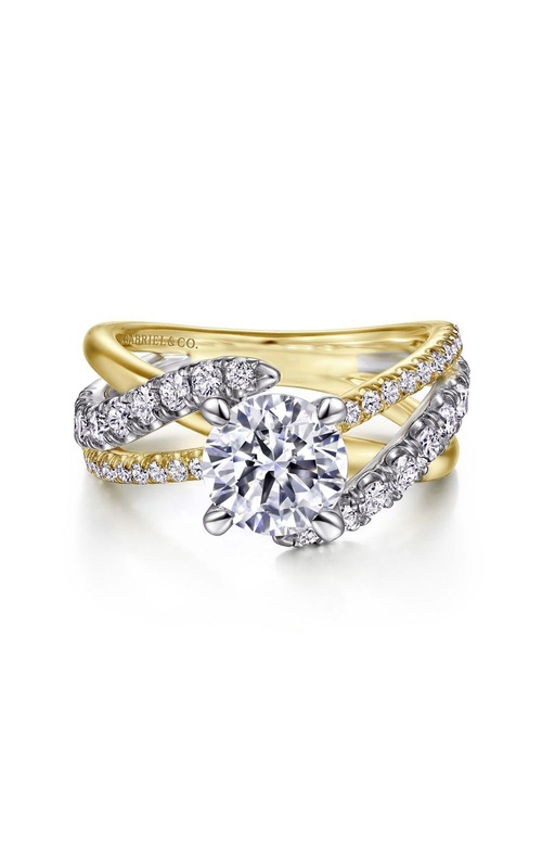 14K White-Yellow Gold Round Diamond Engagement Ring