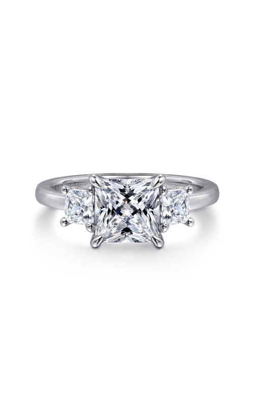 14K White Gold Princess Cut Three Stone Diamond Engagement Ring