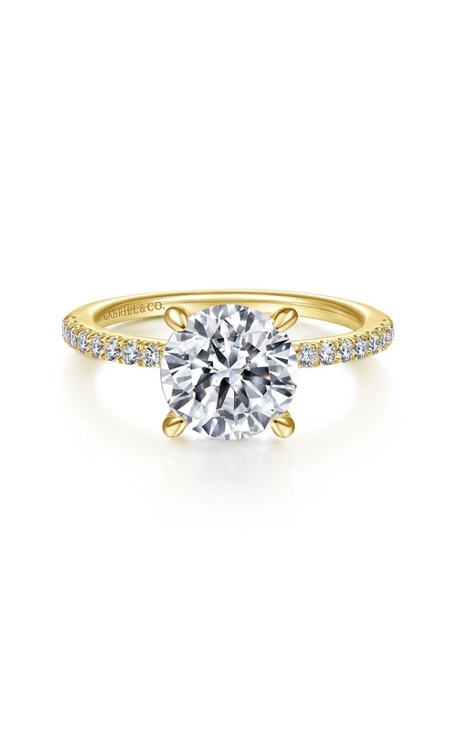 14K Yellow Gold Round Diamond Engagement Ring