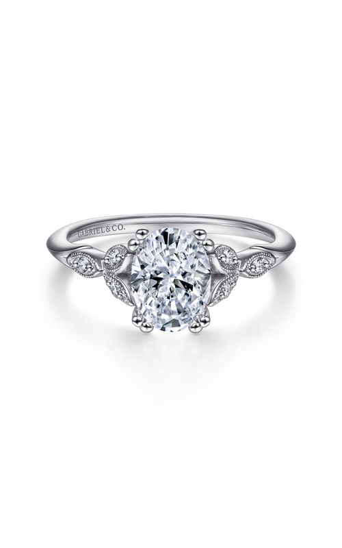 14K White Gold Oval Diamond Engagement Ring
