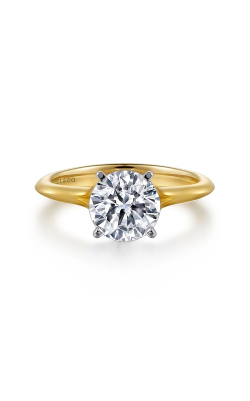 14K White-Yellow Gold Round Diamond Engagement Ring